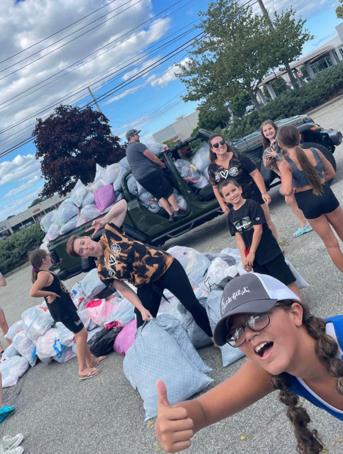 School group raising money with donations