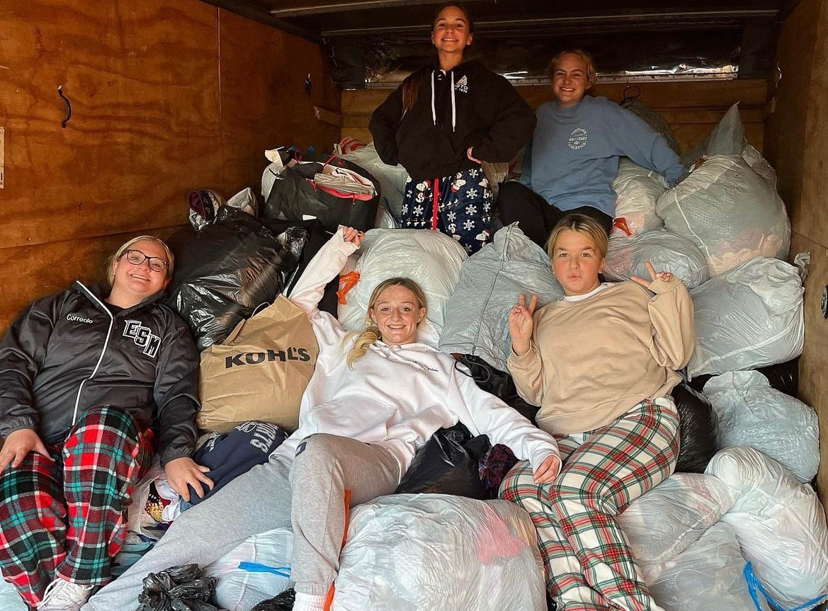 Bins full of donated clothing