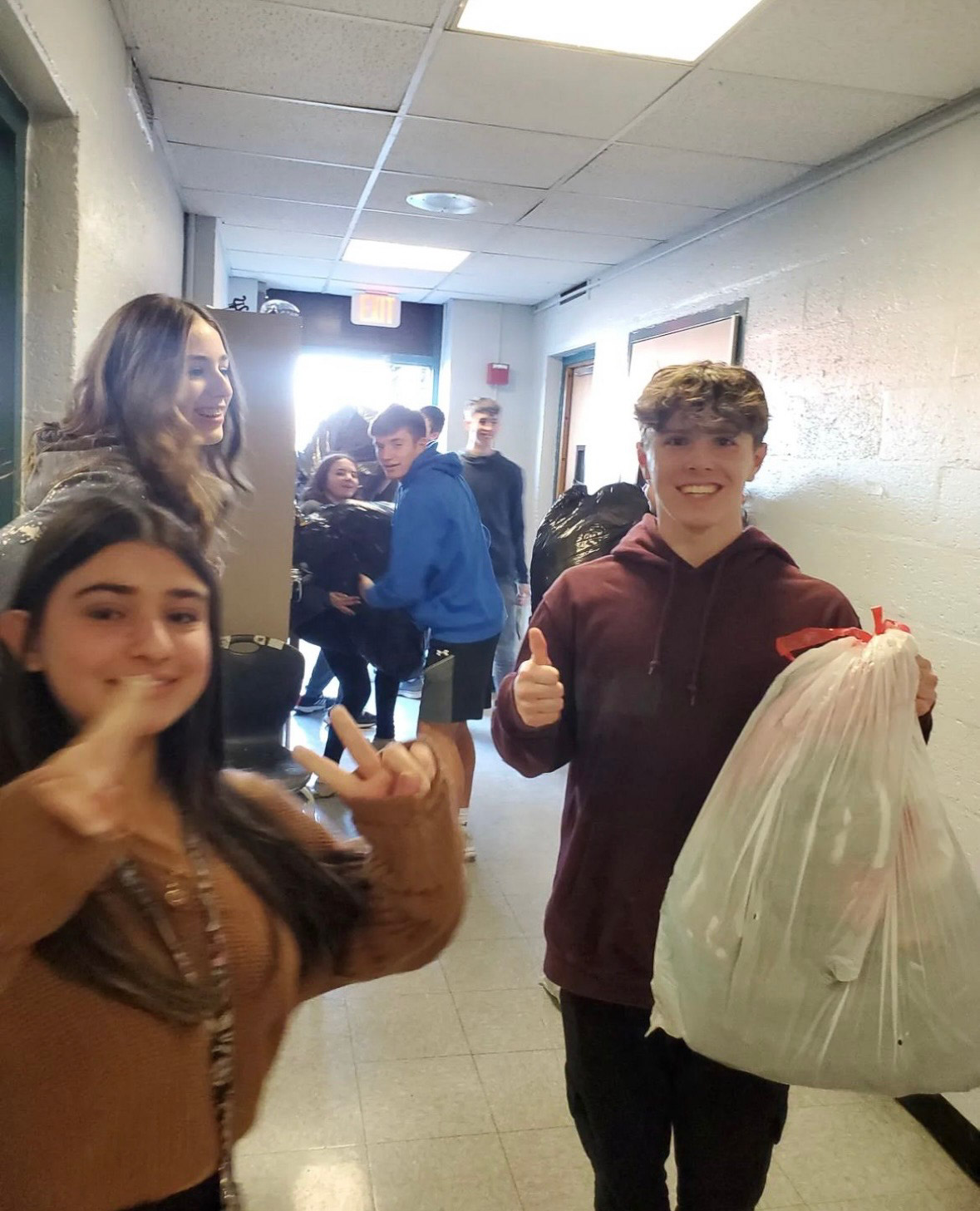 Bags filled with clothes for donation