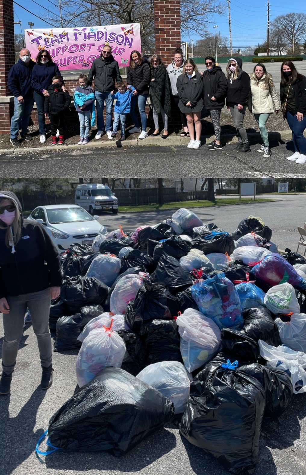 Volunteers working hard on clothing drive